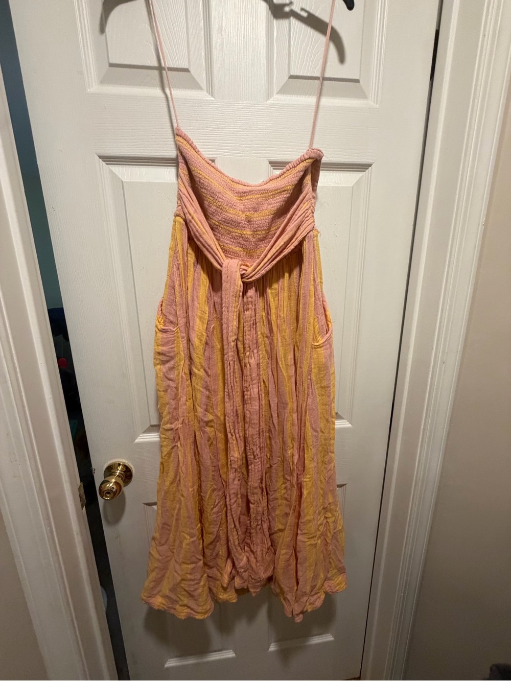 Free People Strapless Pink and Yellow Striped Maxi Dress - Large - Picture 8 of 8